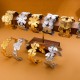 Wide flower bracelet made of stainless steel