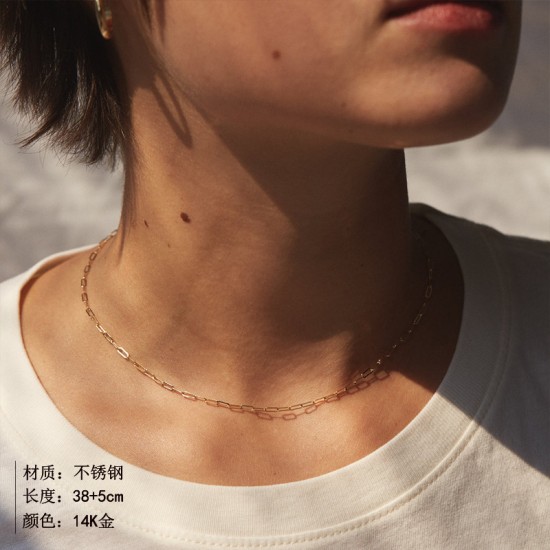 Square wire chain stainless steel necklace