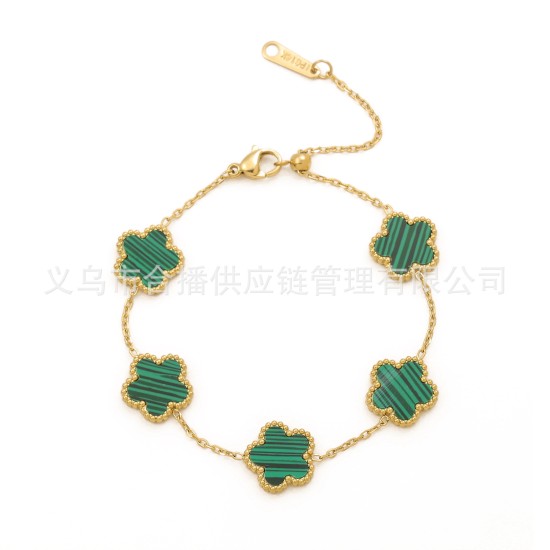 Five leaf flower Fritillaria stainless steel bracelet
