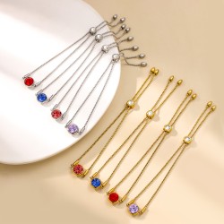 Colored zircon stainless steel bracelet