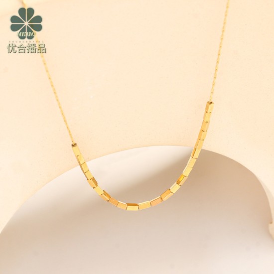 直播爆款转运珠钛钢真空电镀不掉色小方块串珠吊坠项链手链戒圈