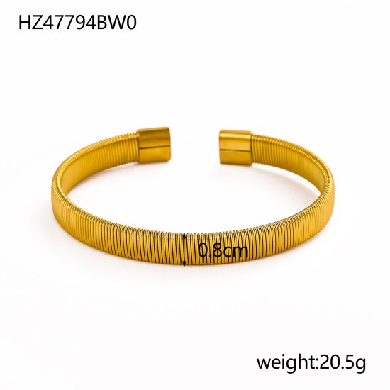 Stainless steel gold-plated open bracelet