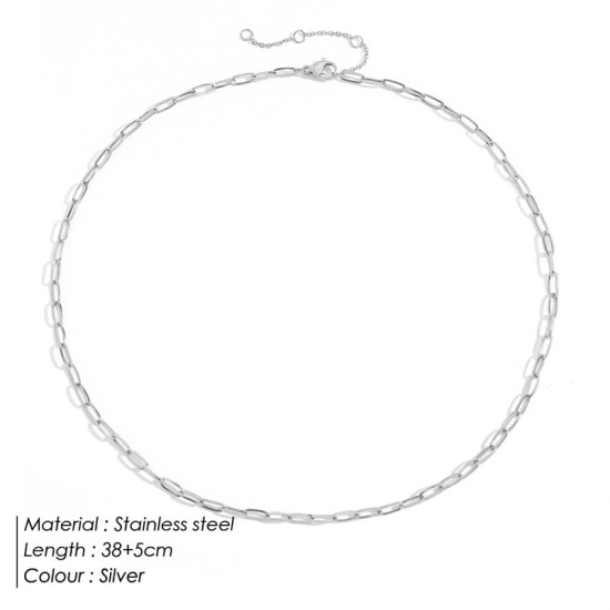 Square wire chain stainless steel necklace