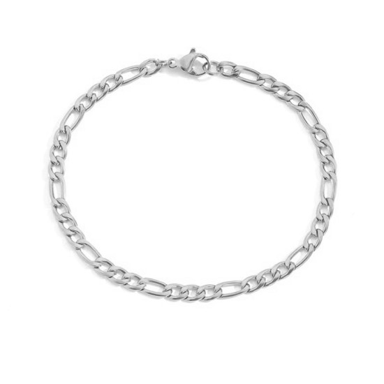 Stainless steel Figaro chain bracelet
