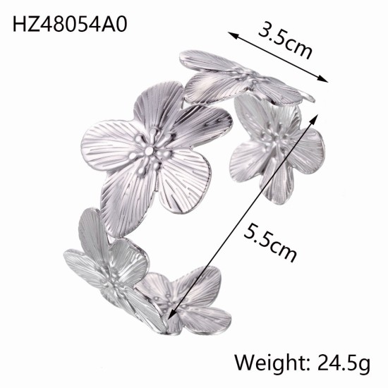 Stainless steel gold-plated open bracelet