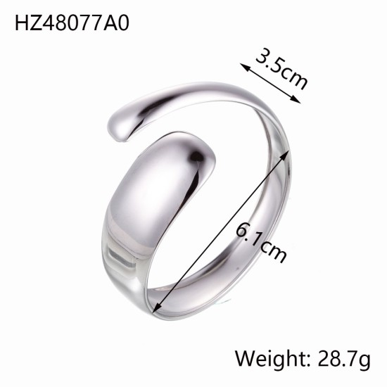 Stainless steel gold-plated open bracelet