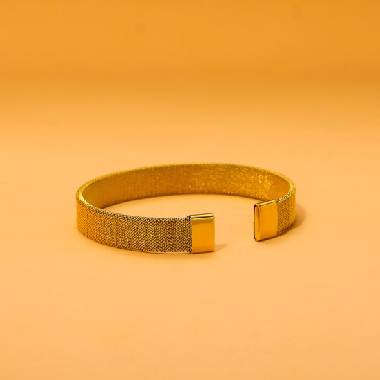 Stainless steel gold-plated open bracelet