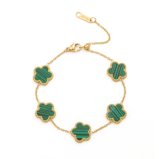 Five leaf flower Fritillaria stainless steel bracelet