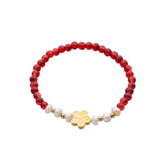 Natural stone pearl stainless steel bracelet