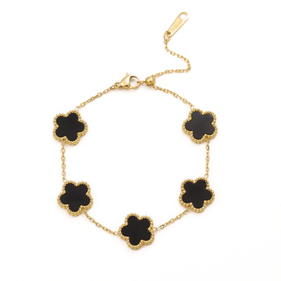 Five leaf flower Fritillaria stainless steel bracelet