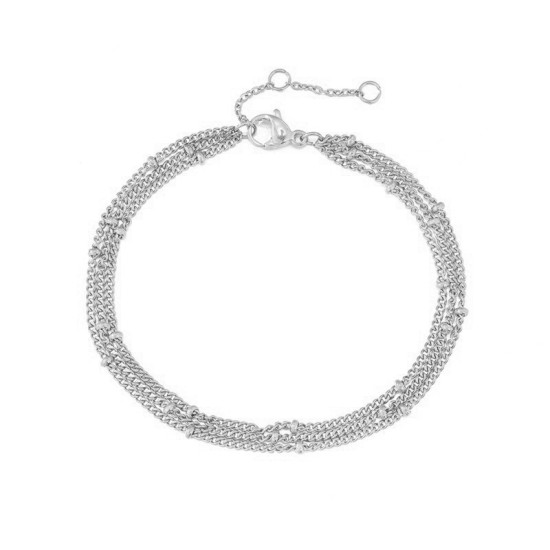 Stainless steel bracelet with laminated clip beads