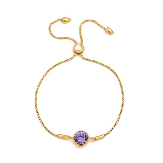 Colored zircon stainless steel bracelet