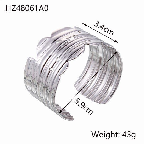 Stainless steel gold-plated open bracelet
