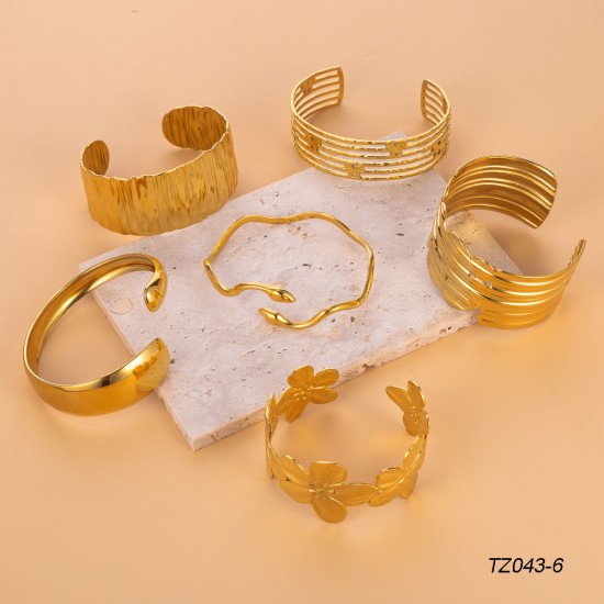Stainless steel gold-plated open bracelet