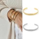 Wheat ear woven stainless steel open bracelet