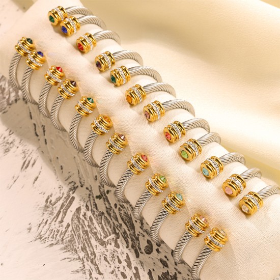 Twisted stainless steel cable bracelet