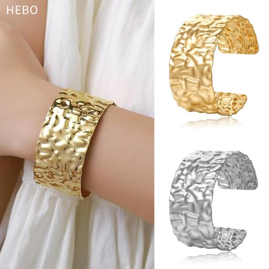 Open wide stainless steel bracelet