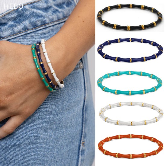 Bamboo oil dripping colored stainless steel bracelet