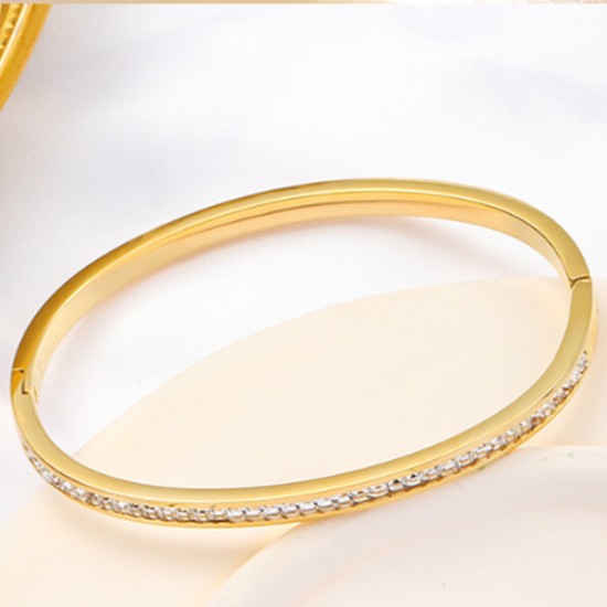 Colored diamond studded stainless steel bracelet