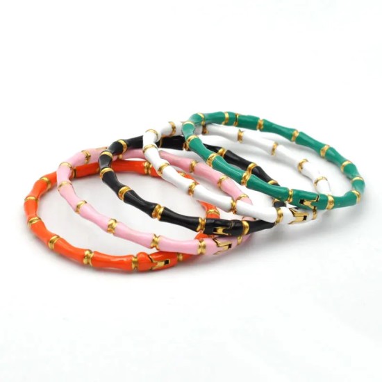 Bamboo oil dripping colored stainless steel bracelet