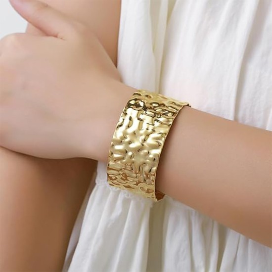 Open wide stainless steel bracelet