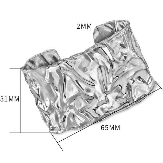 Open wide stainless steel bracelet