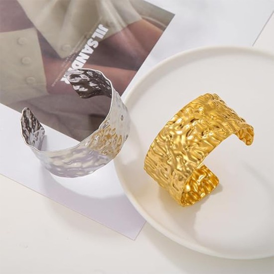 Open wide stainless steel bracelet