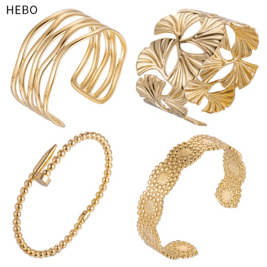 Ginkgo nail stainless steel bracelet