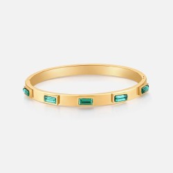 Elliptical green zircon stainless steel bracelet