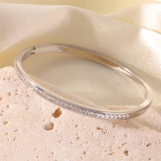 Colored diamond studded stainless steel bracelet