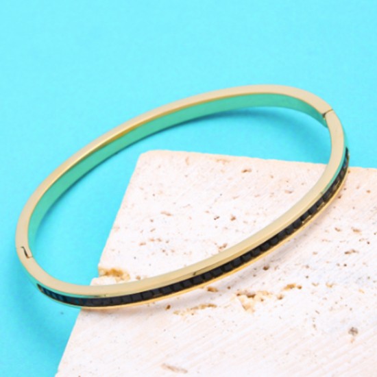 Colored diamond studded stainless steel bracelet