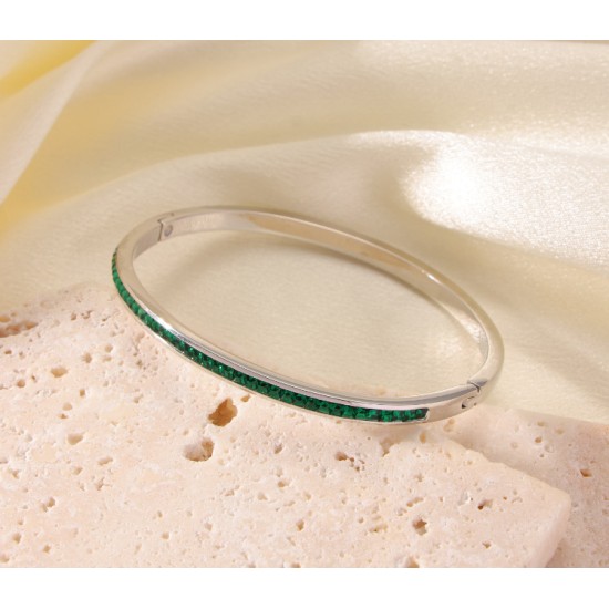 Colored diamond studded stainless steel bracelet