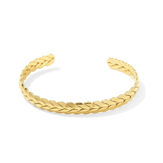 Wheat ear woven stainless steel open bracelet