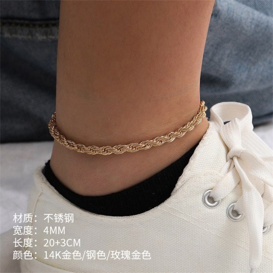 Fried Dough Twists stainless steel anklet
