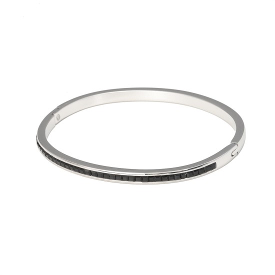 Colored diamond studded stainless steel bracelet