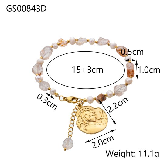 Natural stone bead flower bracelet