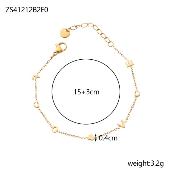 Peach Heart Stainless Steel Bracelet