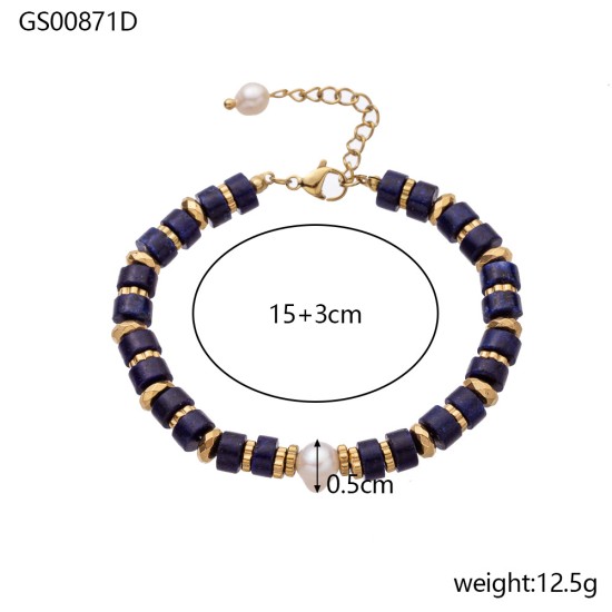 Natural stone stainless steel bracelet