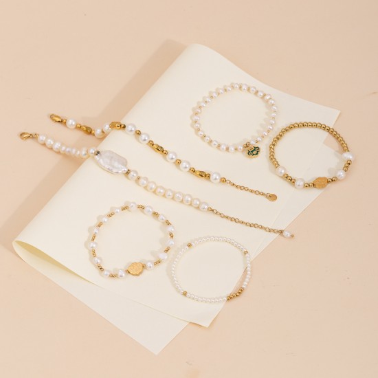 Pearl stainless steel bracelet