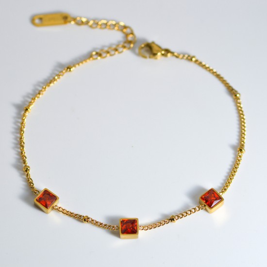 Square zircon stainless steel bracelet