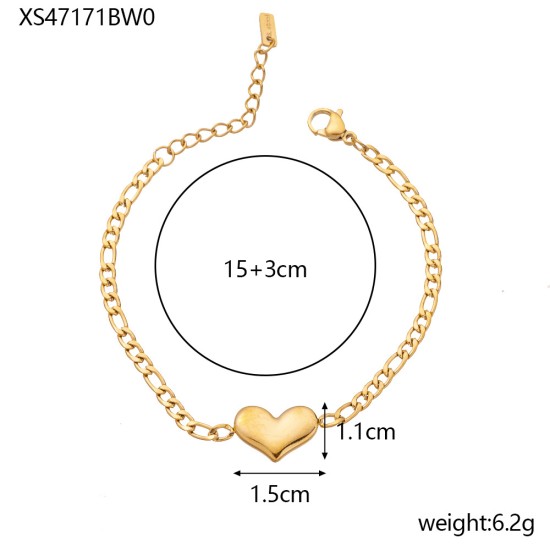 Peach Heart Stainless Steel Bracelet