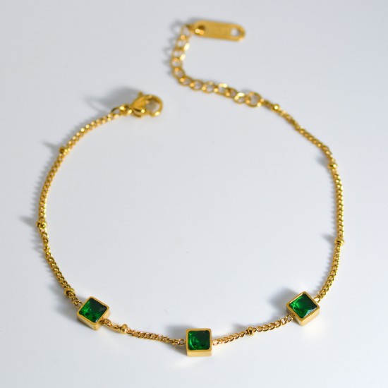 Square zircon stainless steel bracelet