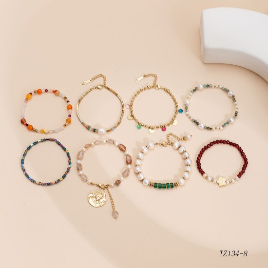 Natural stone bead flower bracelet