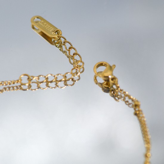 Square zircon stainless steel bracelet