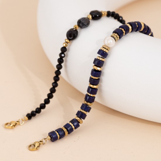 Natural stone stainless steel bracelet