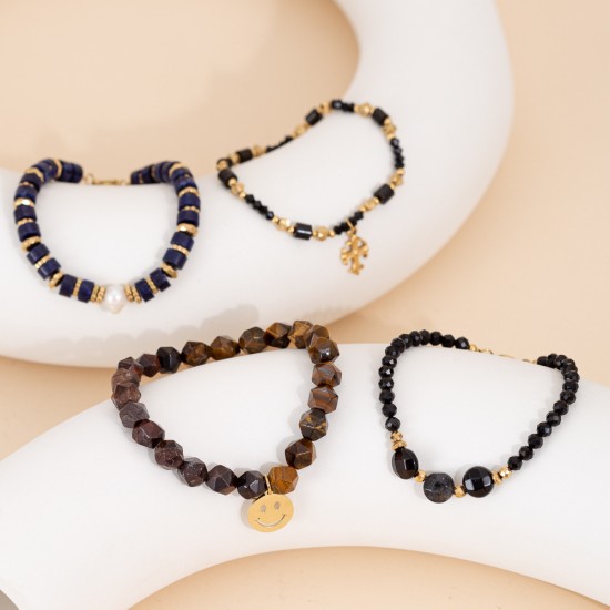 Natural stone stainless steel bracelet