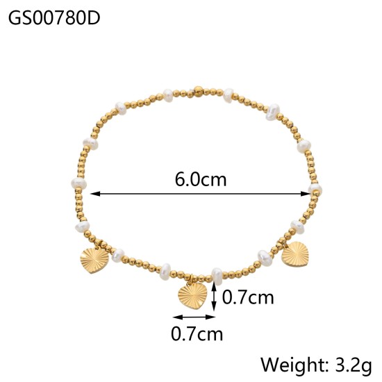 Natural stone stainless steel bead bracelet