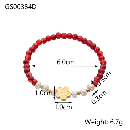 Natural stone bead flower bracelet