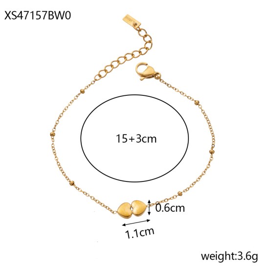 Peach Heart Stainless Steel Bracelet