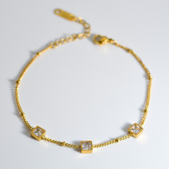 Square zircon stainless steel bracelet